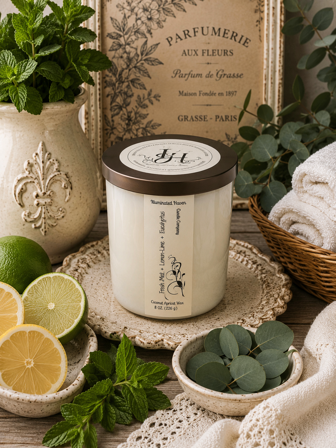 Fresh Mint, Lemon, Lime & Eucalyptus Luxury Candle