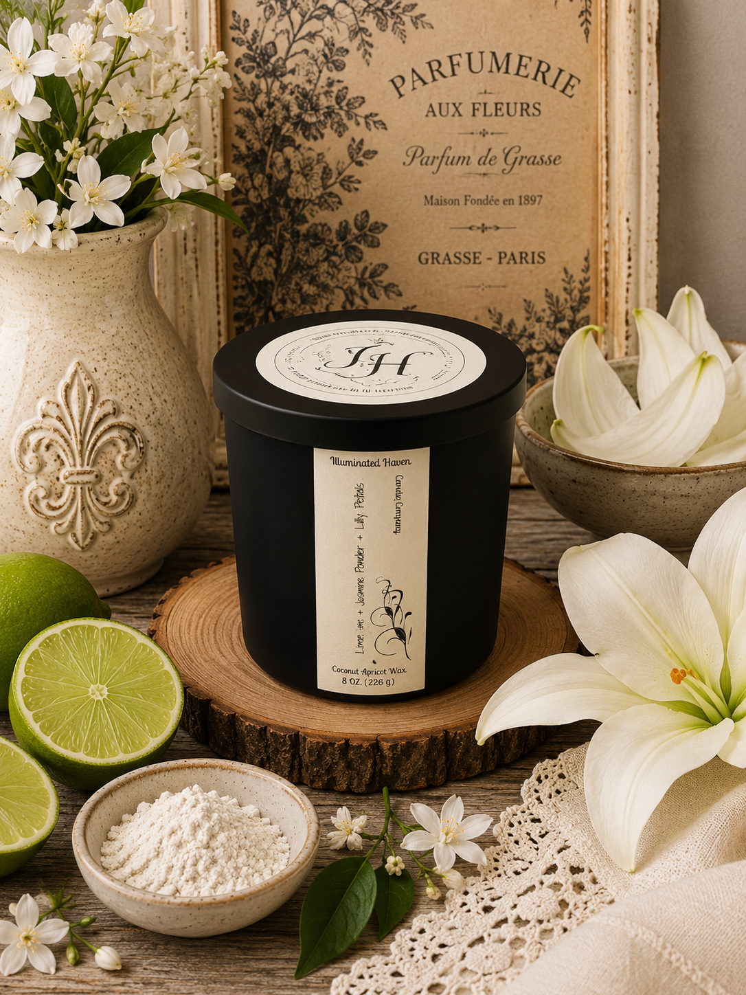 Lemon, Lime, Jasmine & Lily Petals Luxury Candle