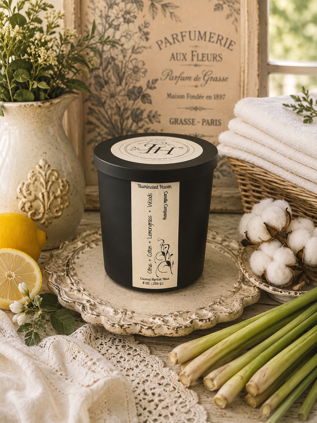 Citrus, Cotton, Lemongrass & Woods Luxury Candle