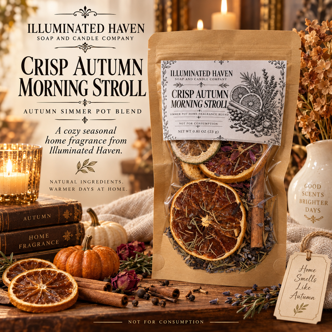 Illuminated Haven Crisp Autumn Morning Stroll dried botanical simmer pot blend
